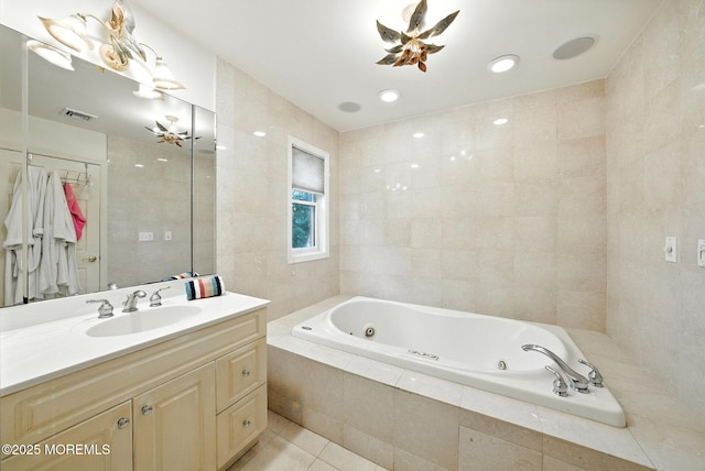 7 Stony Ridge Dr, Hillsdale, NJ 07642 - full bath with a jetted tub, vanity, and tile patterned flooring