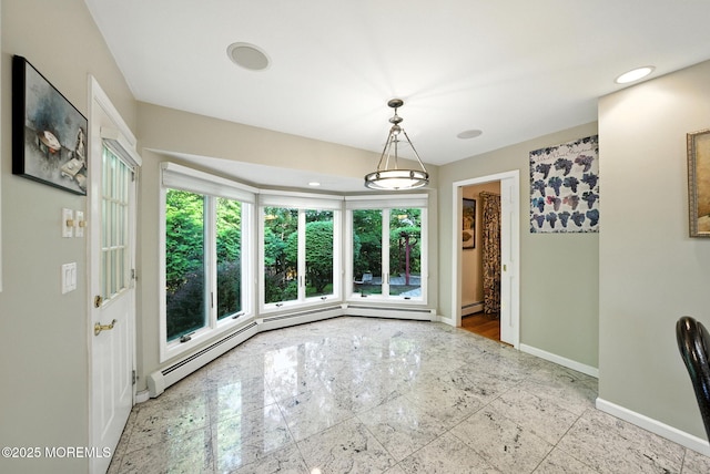 7 Stony Ridge Dr, Hillsdale, NJ 07642 - unfurnished dining area with baseboard heating and recessed lighting