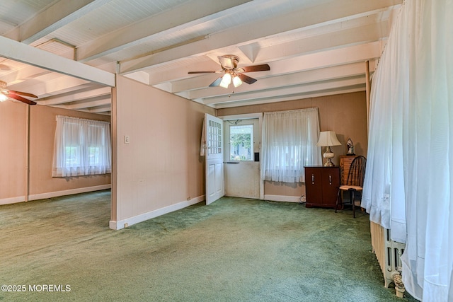 1416 Garven Ave, Ocean Twp, NJ 07712 - unfurnished room with ceiling fan, beamed ceiling, and carpet flooring