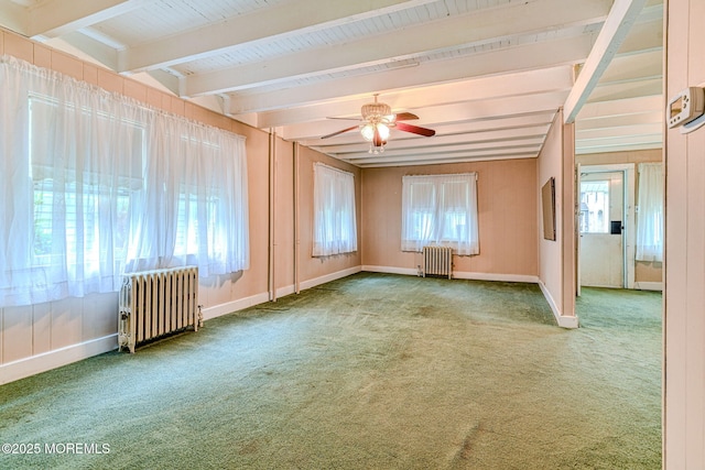 1416 Garven Ave, Ocean Twp, NJ 07712 - empty room featuring radiator, beam ceiling, carpet, and ceiling fan