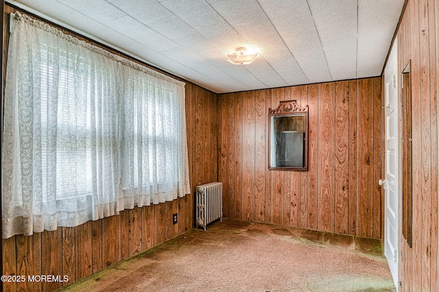 1416 Garven Ave, Ocean Twp, NJ 07712 - empty room featuring radiator, carpet flooring, and wooden walls