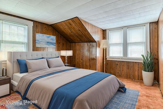 1416 Garven Ave, Ocean Twp, NJ 07712 - carpeted bedroom featuring wooden walls and lofted ceiling