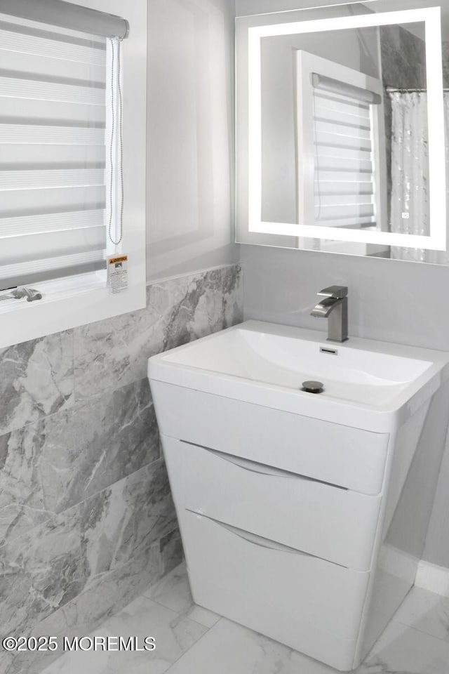 177 N Ensign Dr, Little Egg Harbor, NJ 08087 - bathroom featuring marble finish flooring and vanity