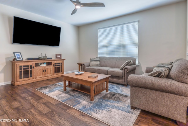 51 Galley Way, Little Egg Harbor, NJ 08087 - living area with dark wood-style flooring and a ceiling fan