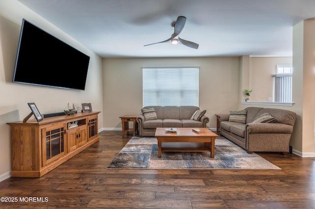 51 Galley Way, Little Egg Harbor, NJ 08087 - living area featuring ceiling fan and dark wood-type flooring