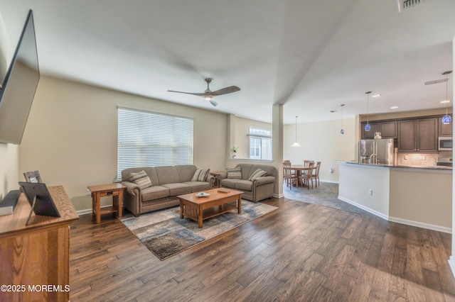 51 Galley Way, Little Egg Harbor, NJ 08087 - living room with a ceiling fan, dark wood-style floors, and recessed lighting