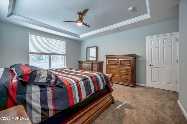 51 Galley Way, Little Egg Harbor, NJ 08087 - carpeted bedroom featuring a raised ceiling and ceiling fan