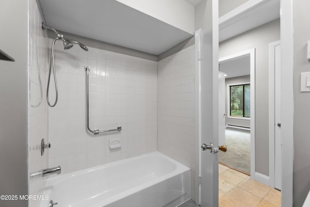 229 Medford Ct Unit B, Manalapan, NJ 07726 - full bathroom with a baseboard radiator,  shower combination, and tile patterned floors