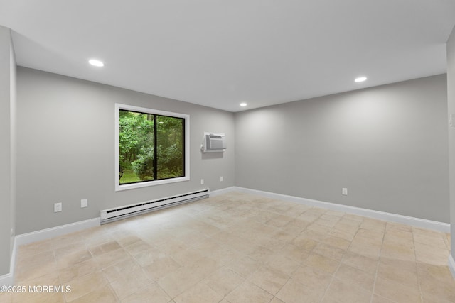 229 Medford Ct Unit B, Manalapan, NJ 07726 - empty room featuring a baseboard radiator, recessed lighting, and a wall mounted air conditioner