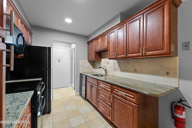 229 Medford Ct Unit B, Manalapan, NJ 07726 - kitchen with black appliances, tasteful backsplash, light stone countertops, and recessed lighting