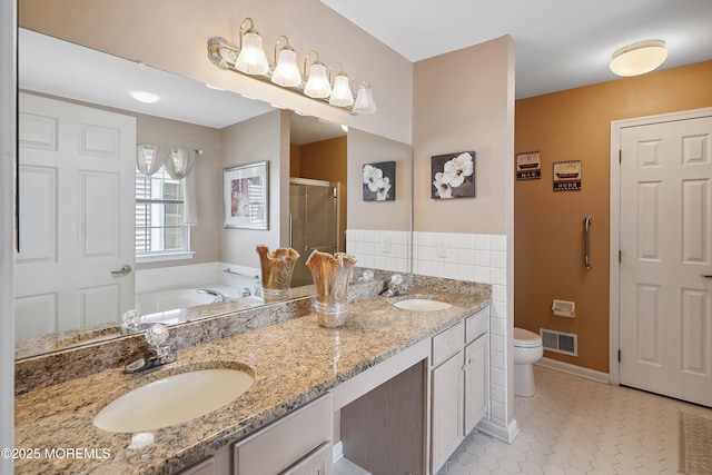 9 Penny Ln, Jackson, NJ 08527 - full bath featuring a garden tub, a stall shower, double vanity, and tile patterned flooring