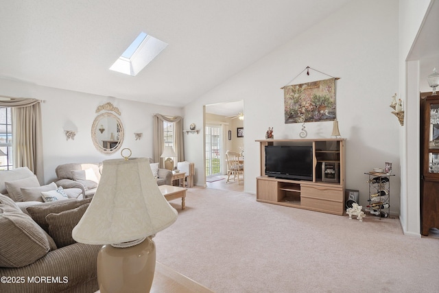 9 Penny Ln, Jackson, NJ 08527 - living room featuring a skylight, plenty of natural light, carpet, and high vaulted ceiling