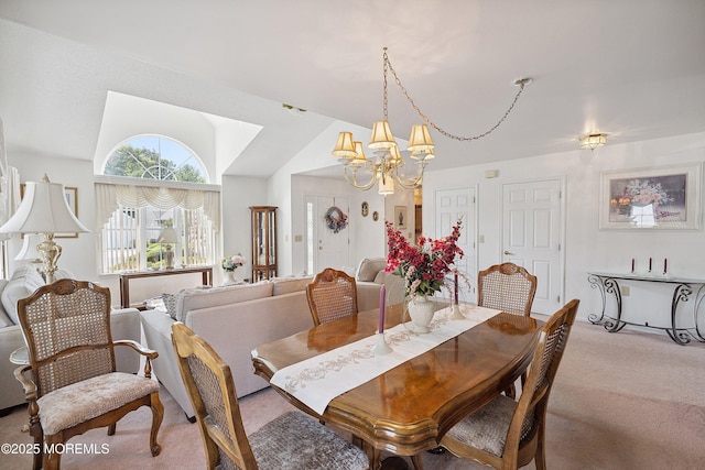 9 Penny Ln, Jackson, NJ 08527 - carpeted dining area featuring a chandelier and vaulted ceiling