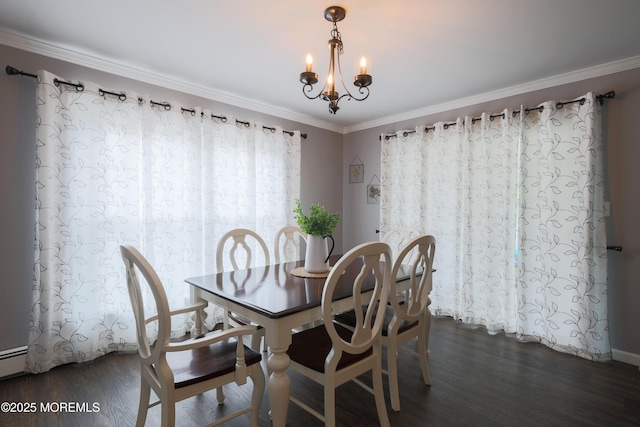 1113 Pemberton St, Toms River, NJ 08757 - dining room featuring crown molding, a chandelier, and dark wood-style flooring