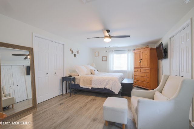 1113 Pemberton St, Toms River, NJ 08757 - bedroom with light wood-style floors, multiple closets, and ceiling fan