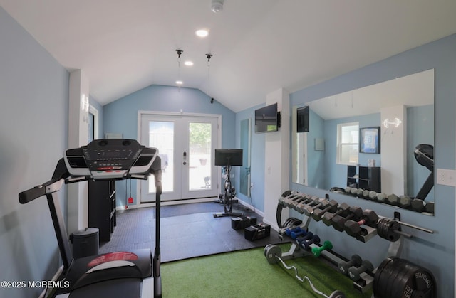 1113 Pemberton St, Toms River, NJ 08757 - exercise room with plenty of natural light, lofted ceiling, french doors, and carpet floors