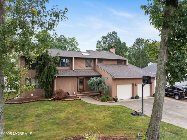 424 Continental St, Forked River, NJ 08731 - view of front of house featuring driveway, roof with shingles, a chimney, and an attached garage