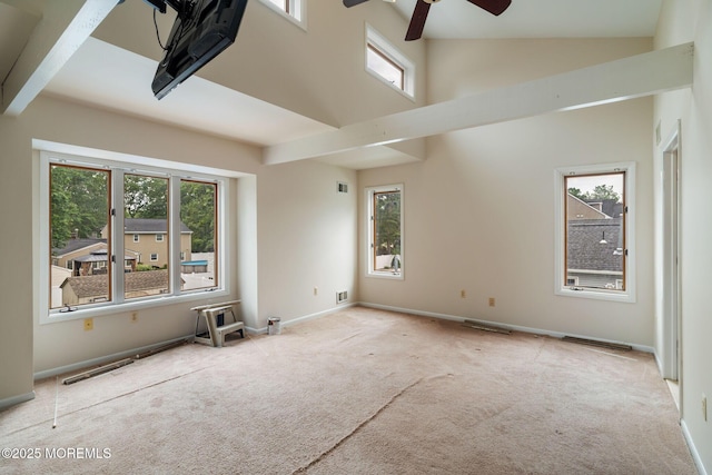 424 Continental St, Forked River, NJ 08731 - carpeted spare room with a ceiling fan and a towering ceiling