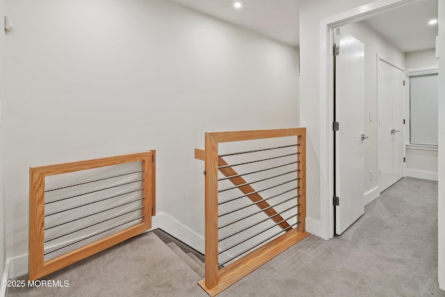 144 Colony Cir, Lakewood, NJ 08701 - hall featuring an upstairs landing, recessed lighting, and carpet flooring