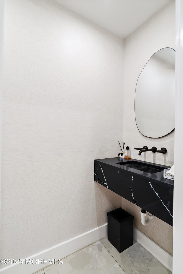 144 Colony Cir, Lakewood, NJ 08701 - bathroom featuring a sink and marble finish floors