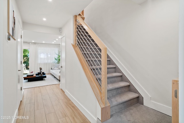 144 Colony Cir, Lakewood, NJ 08701 - staircase with recessed lighting and wood finished floors