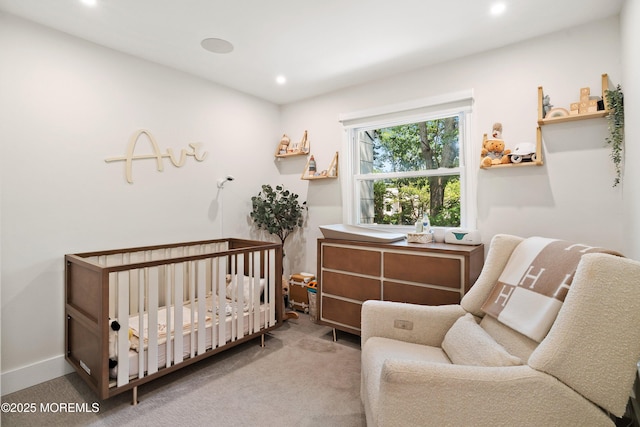 144 Colony Cir, Lakewood, NJ 08701 - carpeted bedroom with a crib and recessed lighting