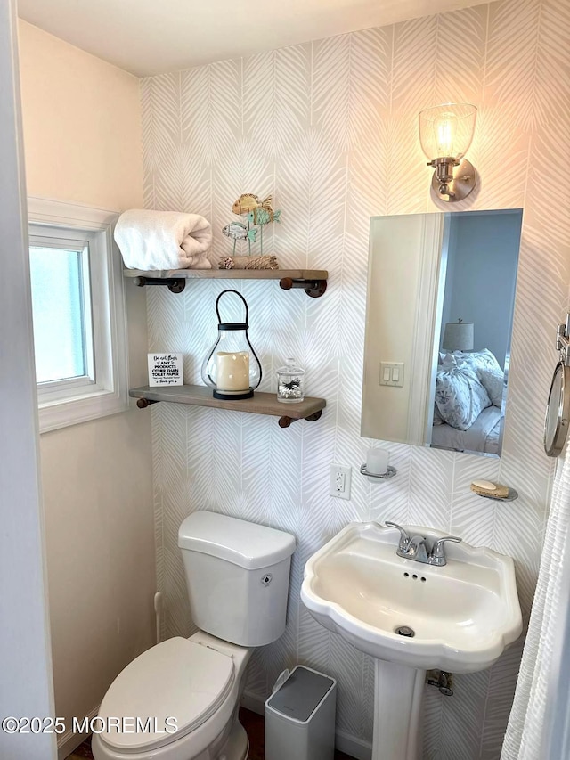 57 Albert Dr, Beach Haven West, NJ 08050 - bathroom featuring wallpapered walls and toilet