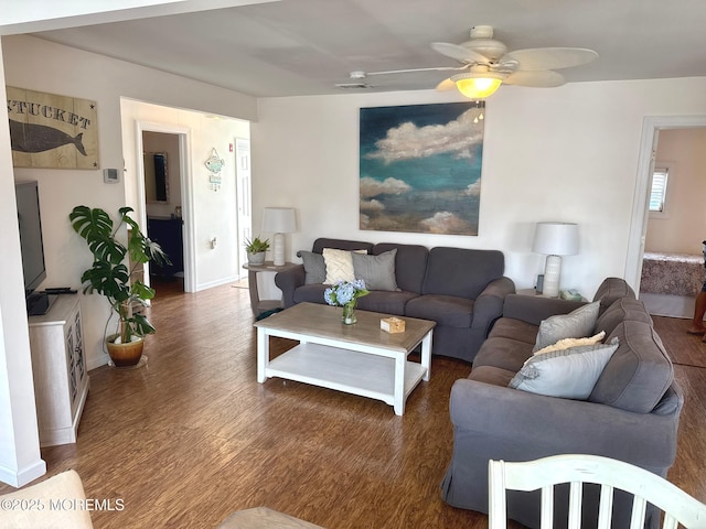 57 Albert Dr, Beach Haven West, NJ 08050 - living room with wood finished floors and ceiling fan