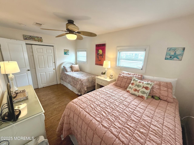 57 Albert Dr, Beach Haven West, NJ 08050 - bedroom featuring wood finished floors, a closet, and a ceiling fan