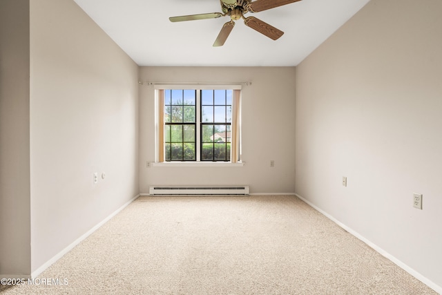 628A Stamford Ct, Manchester, NJ 08759 - empty room featuring a baseboard heating unit, carpet floors, and a ceiling fan