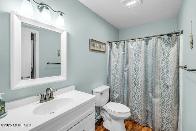 202 Lincoln Ave Unit C5, Seaside Heights, NJ 08751 - bathroom with vanity, wood finished floors, and a shower with shower curtain