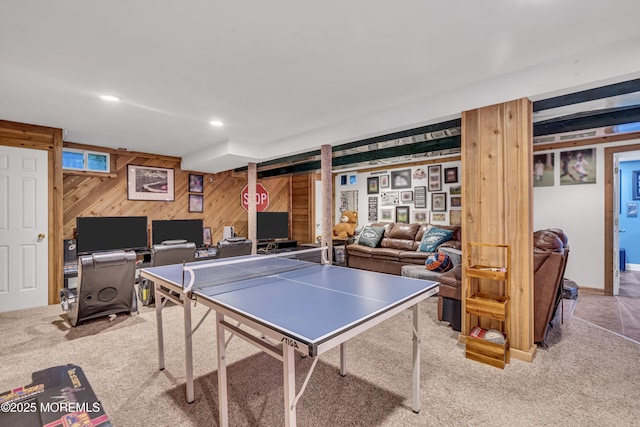 16 Bridge Ct, Jackson, NJ 08527 - rec room featuring wood walls and carpet floors