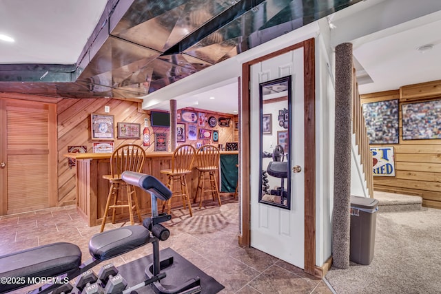 16 Bridge Ct, Jackson, NJ 08527 - exercise area with a bar and wooden walls