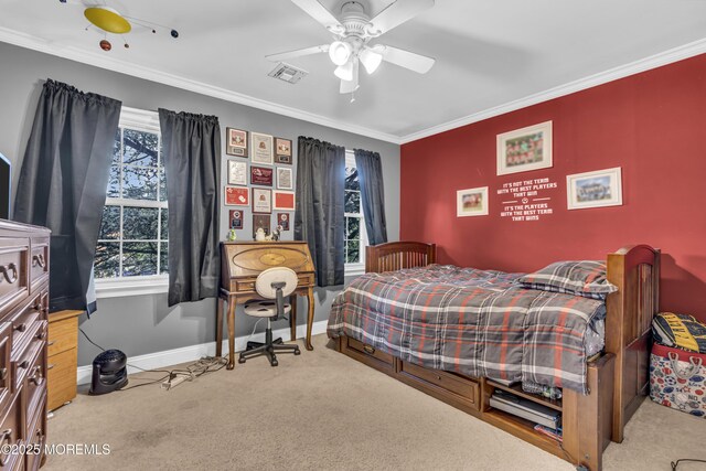 16 Bridge Ct, Jackson, NJ 08527 - bedroom featuring carpet flooring, crown molding, and a ceiling fan