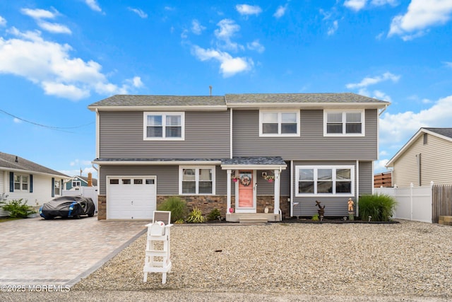 8 S Boston Dr, Little Egg Harbor, NJ 08087 - view of front of property with a garage, decorative driveway, and stone siding