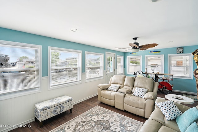 8 S Boston Dr, Little Egg Harbor, NJ 08087 - living room featuring wood finished floors and ceiling fan