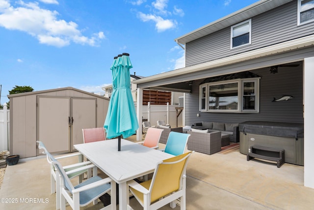 8 S Boston Dr, Little Egg Harbor, NJ 08087 - view of patio with an outdoor living space, a storage shed, and outdoor dining area