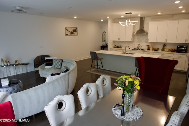 102 Pilot St, Marlboro, NJ 07746 - dining space with recessed lighting, dark wood finished floors, and a chandelier