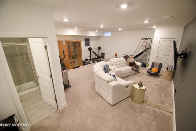 102 Pilot St, Marlboro, NJ 07746 - living area featuring recessed lighting and light colored carpet