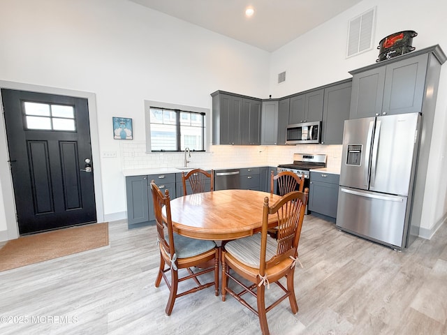 3365 Heron Ln, Lavallette, NJ 08735 - dining area with a high ceiling and light wood finished floors