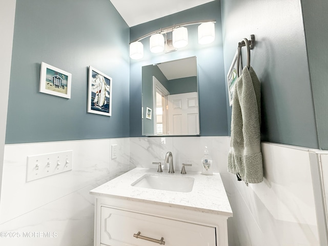 3365 Heron Ln, Lavallette, NJ 08735 - bathroom with tile walls, vanity, and wainscoting