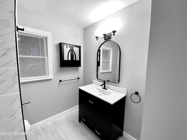 292 Washington Rd, Sayreville, NJ 08872 - bathroom featuring marble look tiles and vanity