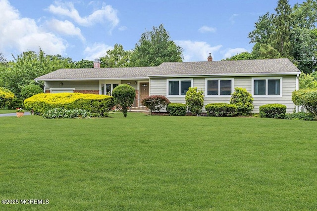 53 Edison Ave, Tinton Falls, NJ 07724 - single story home with a chimney, a front yard, and a shingled roof