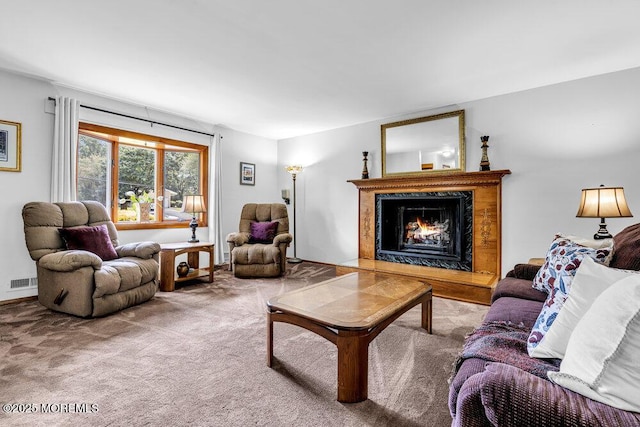53 Edison Ave, Tinton Falls, NJ 07724 - living room featuring carpet flooring and a high end fireplace