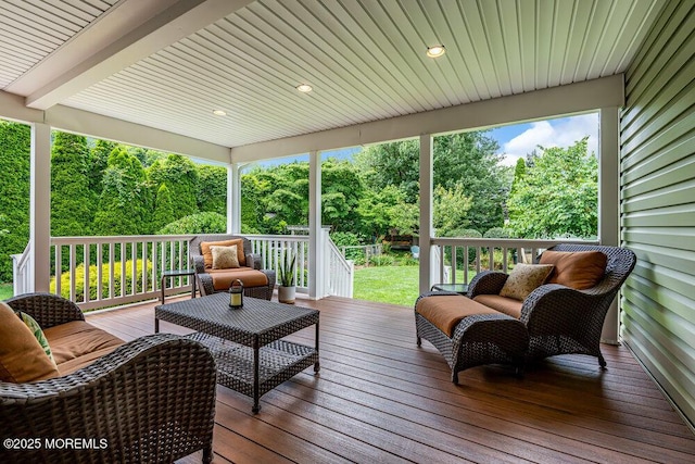 53 Edison Ave, Tinton Falls, NJ 07724 - wooden terrace featuring an outdoor living space and view of scattered trees