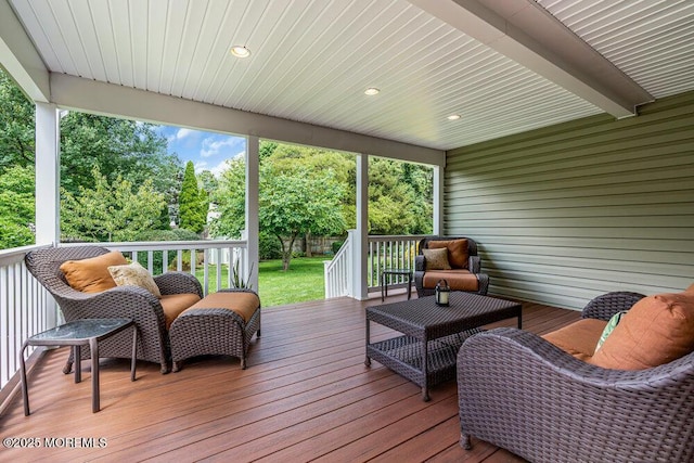 53 Edison Ave, Tinton Falls, NJ 07724 - wooden deck with an outdoor living space