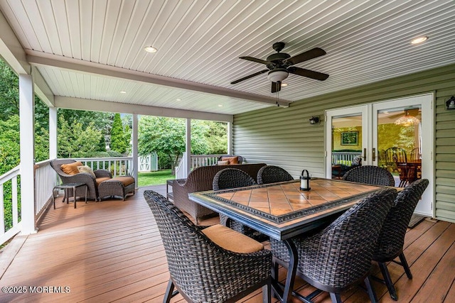 53 Edison Ave, Tinton Falls, NJ 07724 - deck featuring ceiling fan, outdoor dining space, and outdoor lounge area