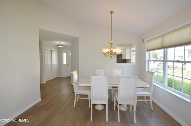 3229 Flagstone Ct, Toms River, NJ 08755 - dining space featuring plenty of natural light, a chandelier, wood finished floors, and lofted ceiling