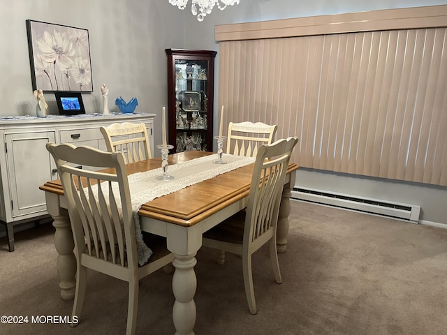 805 Westminster Ct Unit A, Manchester, NJ 08759 - carpeted dining area with a baseboard radiator and a chandelier
