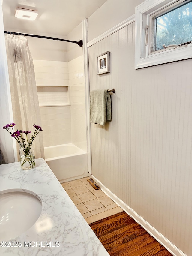 357 Boland Ave, Brick, NJ 08724 - bathroom with shower / bath combination with curtain and tile patterned floors